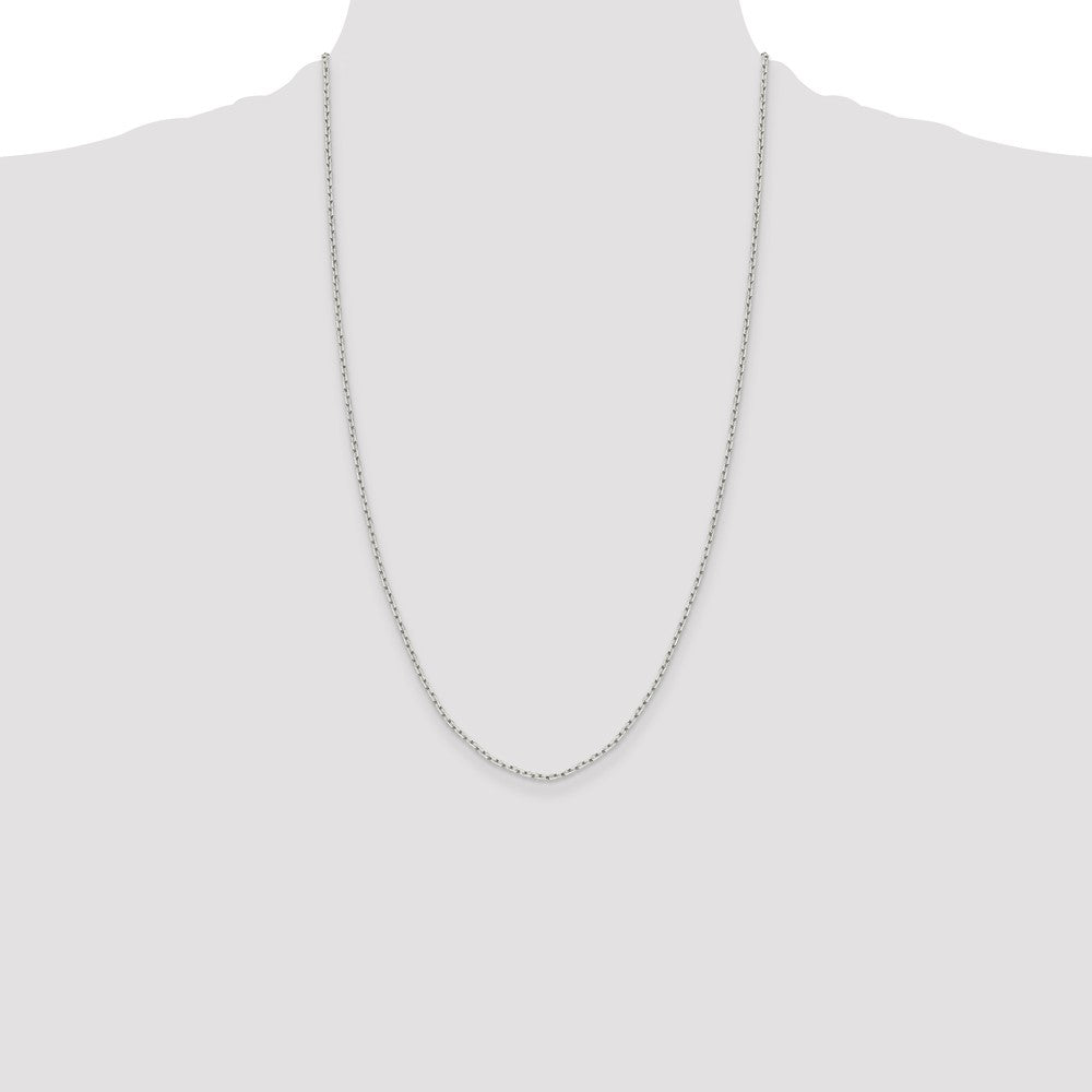 26 Inch Sterling Silver 1.65mm Diamond-Cut Long Link Cable Chain Necklace