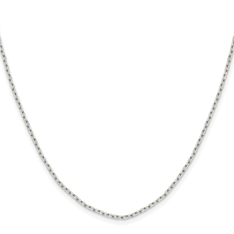 Sterling Silver Rhodium-Plated 1.65mm Diamond-Cut Long Link Cable Chain