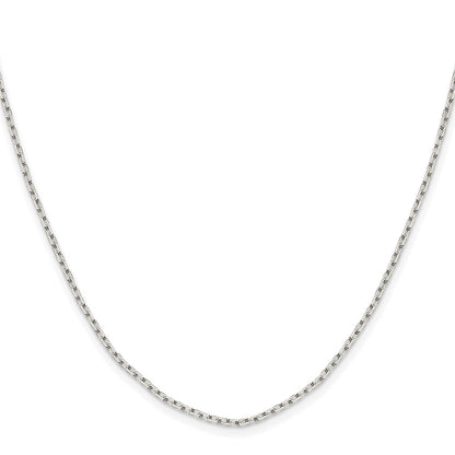 Sterling Silver Rhodium-Plated 1.65mm Diamond-Cut Long Link Cable Chain w/2