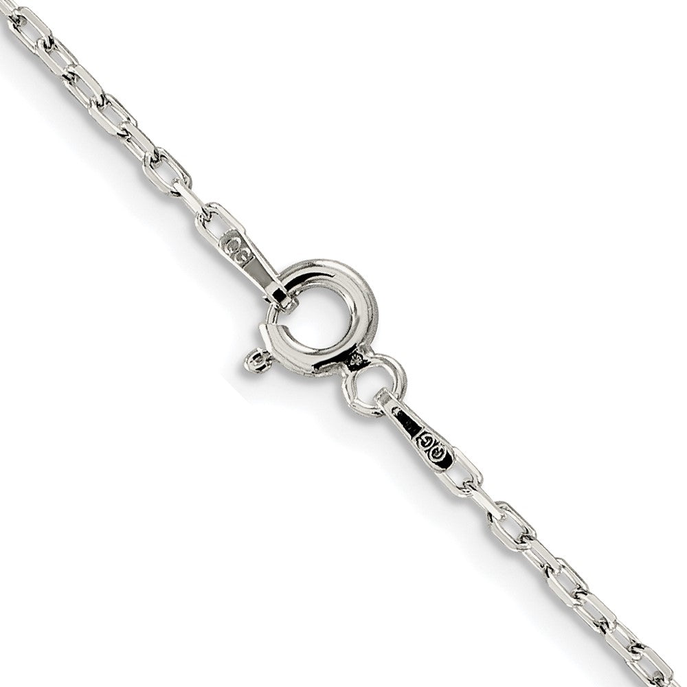Sterling Silver Rhodium-Plated 1.65mm Diamond-Cut Long Link Cable Chain w/2