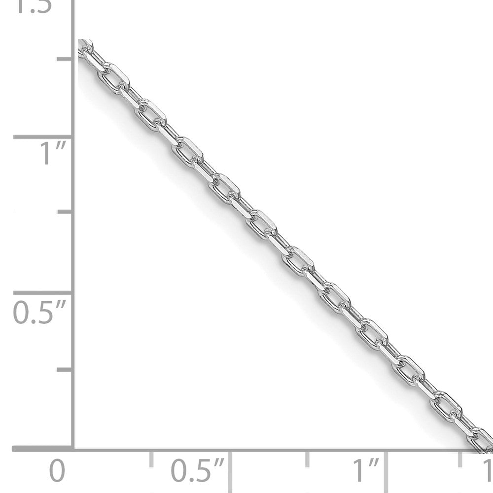 Sterling Silver Rhodium-Plated 1.65mm Diamond-Cut Long Link Cable Chain w/2