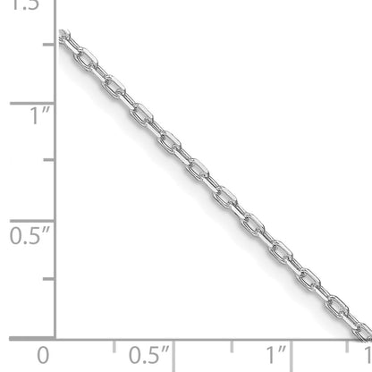 Sterling Silver Rhodium-Plated 1.65mm Diamond-Cut Long Link Cable Chain w/2