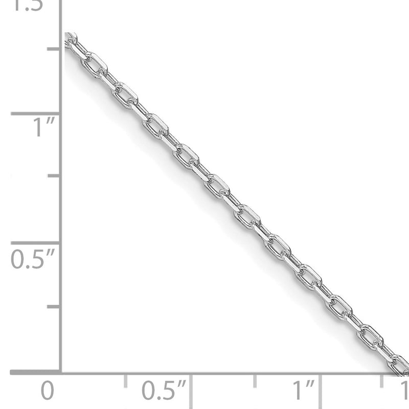 Sterling Silver Rhodium-Plated 1.65mm Diamond-Cut Long Link Cable Chain w/2