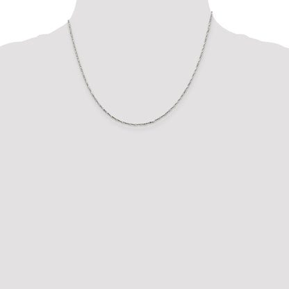 18 Inch Sterling Silver 1.2mm Twisted Serpentine Chain Necklace