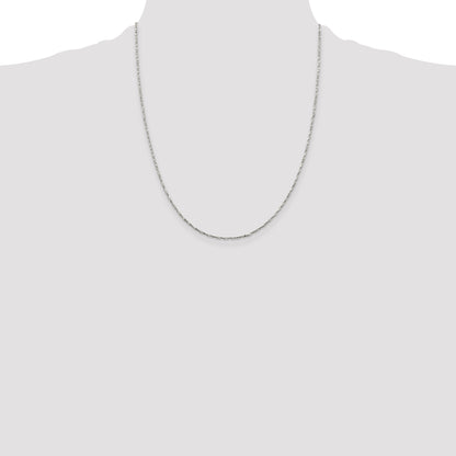 22 Inch Sterling Silver 1.2mm Twisted Serpentine Chain Necklace