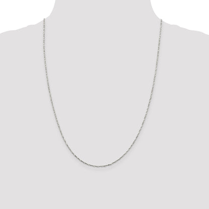 24 Inch Sterling Silver 1.2mm Twisted Serpentine Chain Necklace