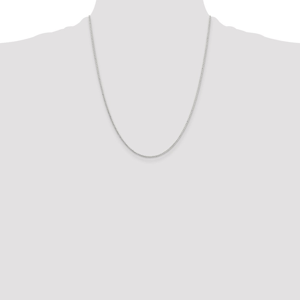 22 Inch Sterling Silver 1.4mm Diamond-Cut Rolo Chain Necklace