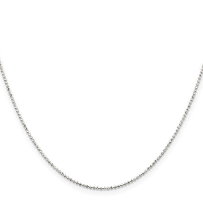14 Inch Sterling Silver 1.05mm Square Fancy Beaded Chain Necklace