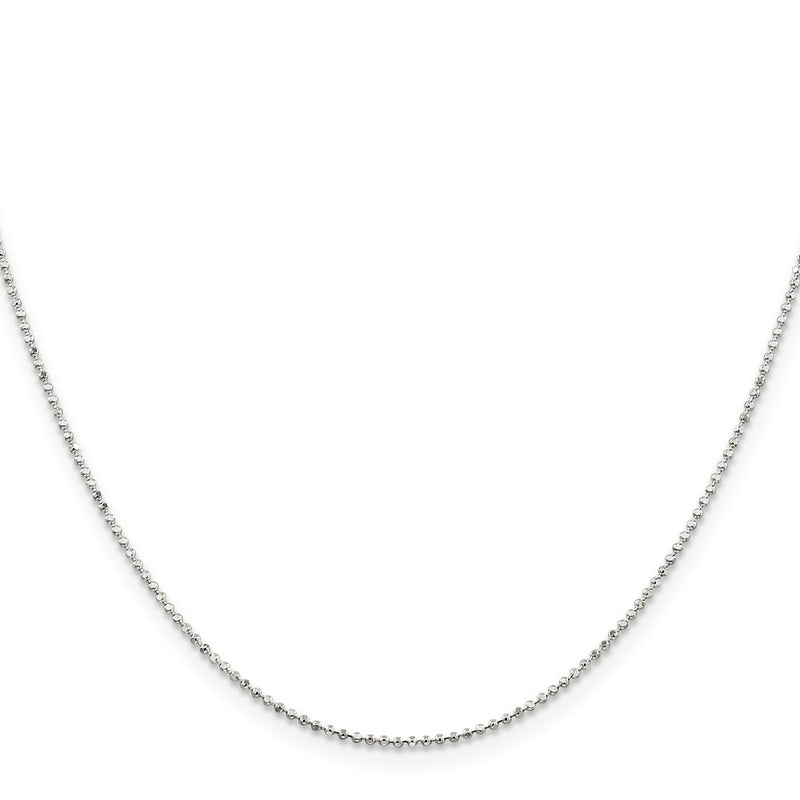 14 Inch Sterling Silver 1.05mm Square Fancy Beaded Chain Necklace