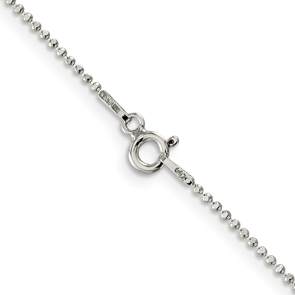 14 Inch Sterling Silver 1.05mm Square Fancy Beaded Chain Necklace