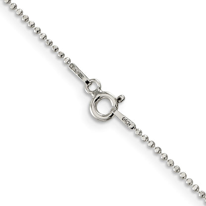 14 Inch Sterling Silver 1.05mm Square Fancy Beaded Chain Necklace
