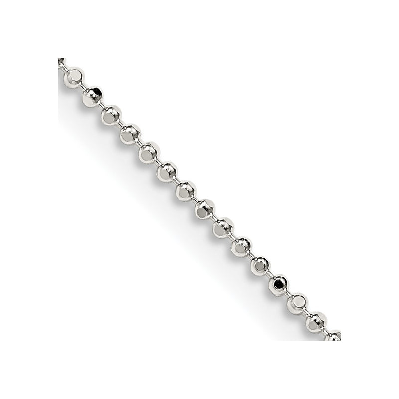 14 Inch Sterling Silver 1.05mm Square Fancy Beaded Chain Necklace