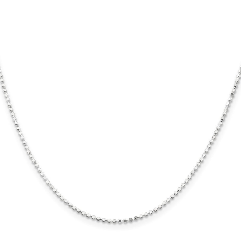 14 Inch Sterling Silver 1.15mm Square Fancy Beaded Chain Necklace