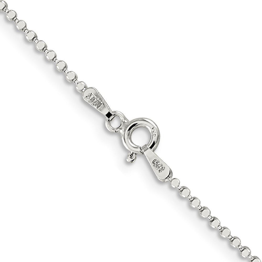 14 Inch Sterling Silver 1.15mm Square Fancy Beaded Chain Necklace
