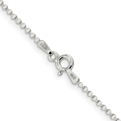 20 Inch Sterling Silver 1.15mm Square Fancy Beaded Chain Necklace