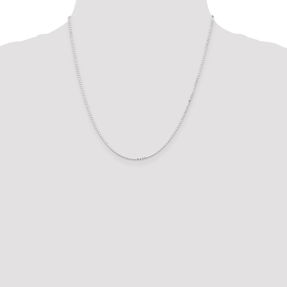 20 Inch Sterling Silver 1.15mm Square Fancy Beaded Chain Necklace