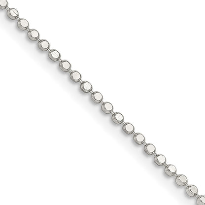 16 Inch Sterling Silver 1.15mm Square Fancy Beaded Chain Necklace