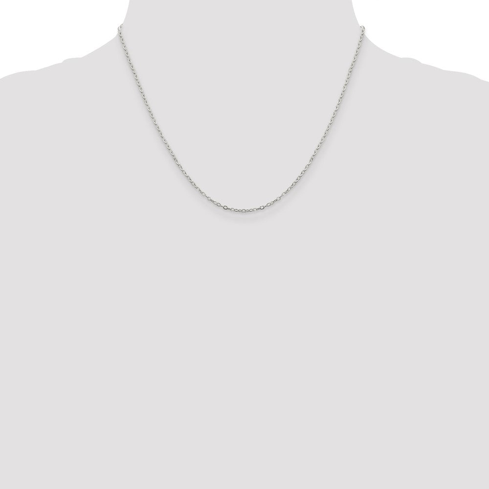 18 Inch Sterling Silver 1.5mm Flat Open Oval Cable Chain Necklace