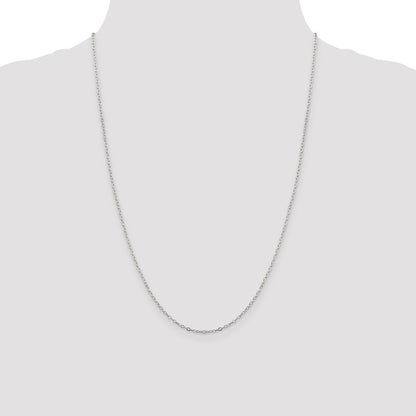 24 Inch Sterling Silver 1.5mm Flat Open Oval Cable Chain Necklace