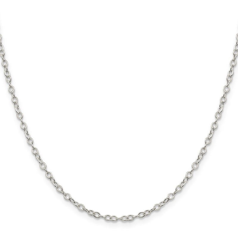 18 Inch Sterling Silver 2.5mm Flat Open Oval Cable Chain Necklace
