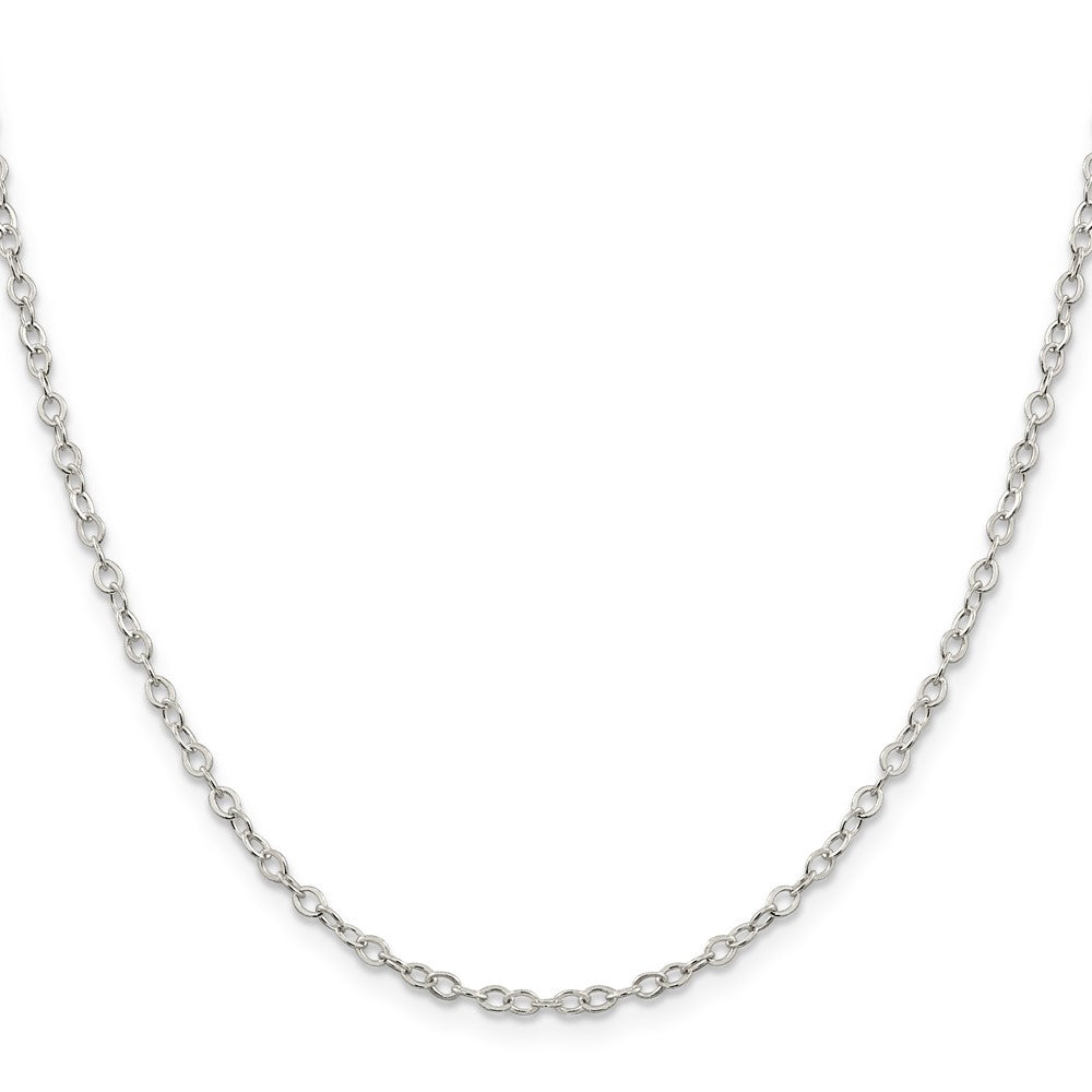 16 Inch Sterling Silver 2.5mm Flat Open Oval Cable Chain Necklace