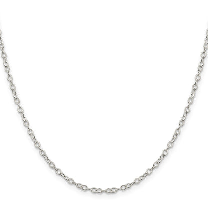 16 Inch Sterling Silver 2.5mm Flat Open Oval Cable Chain Necklace