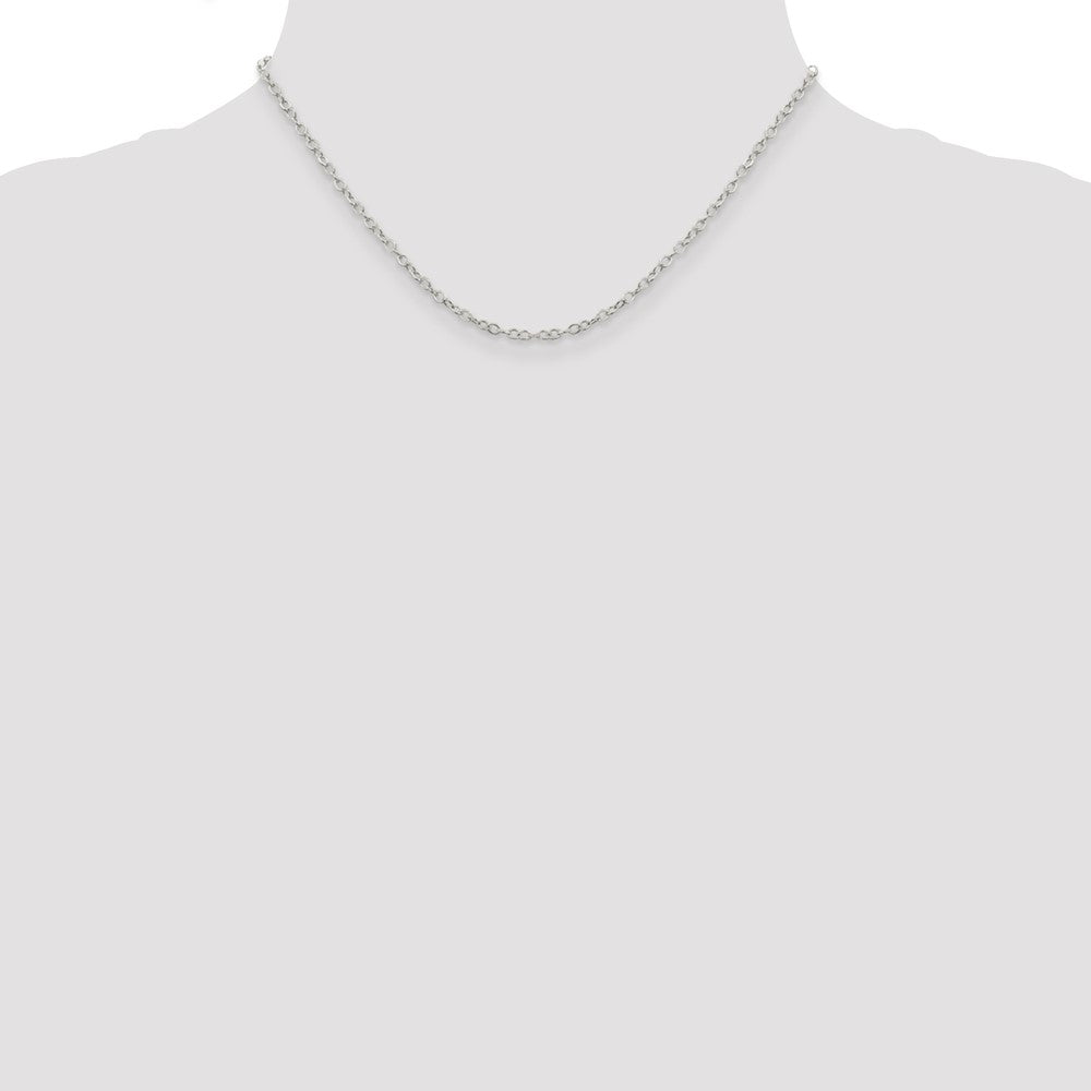 16 Inch Sterling Silver 2.5mm Flat Open Oval Cable Chain Necklace