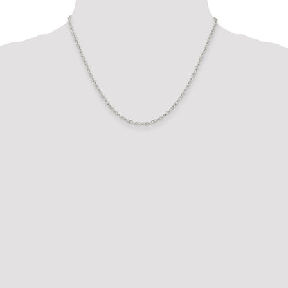 18 Inch Sterling Silver 2.5mm Flat Open Oval Cable Chain Necklace