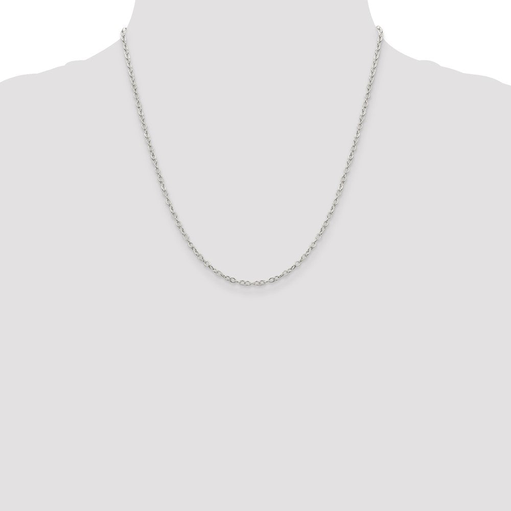 20 Inch Sterling Silver 2.5mm Flat Open Oval Cable Chain Necklace