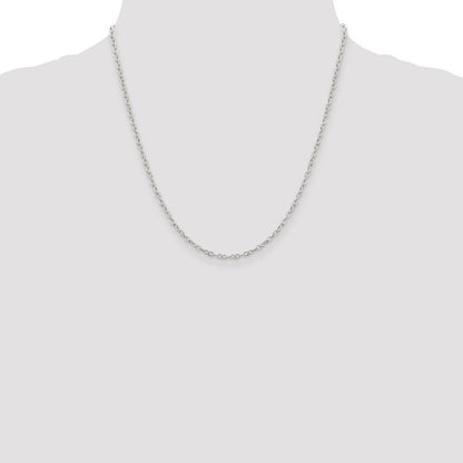 20 Inch Sterling Silver 2.5mm Flat Open Oval Cable Chain Necklace
