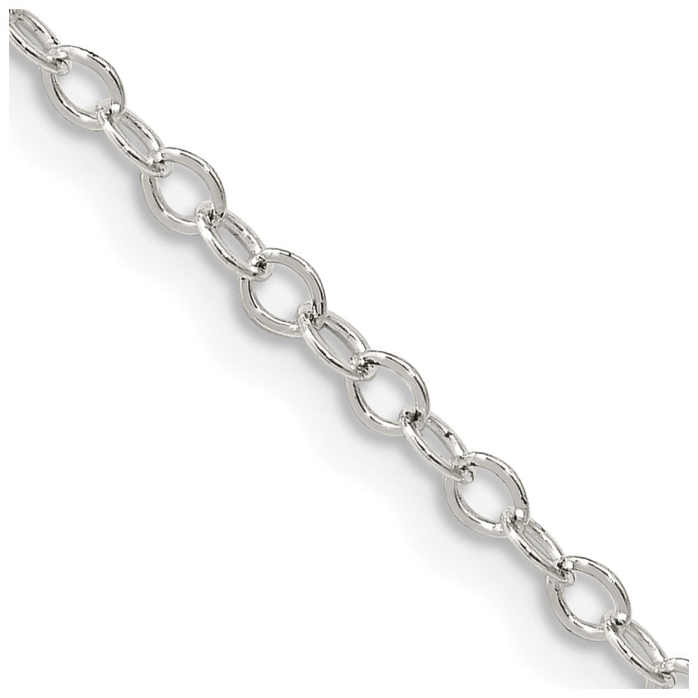 16 Inch Sterling Silver 2.5mm Flat Open Oval Cable Chain Necklace