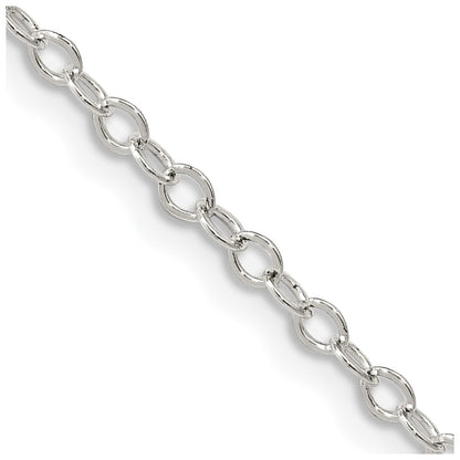 16 Inch Sterling Silver 2.5mm Flat Open Oval Cable Chain Necklace