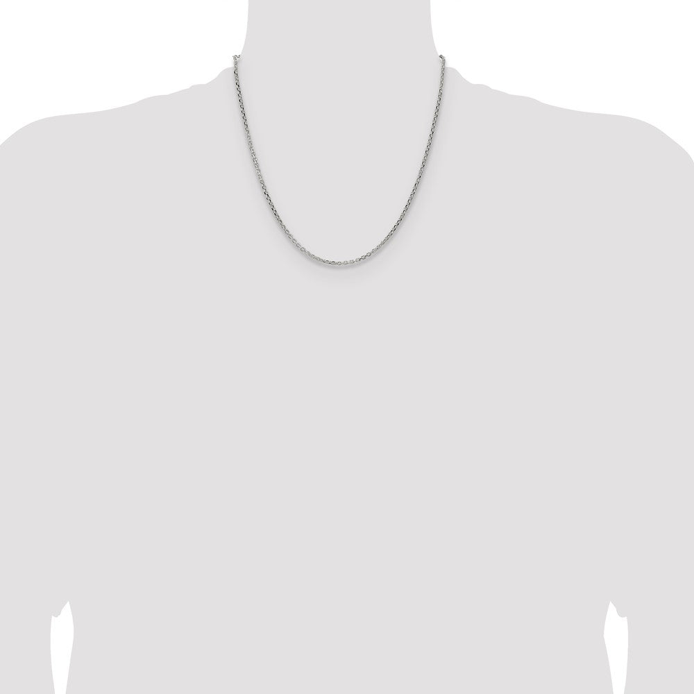 20 Inch Sterling Silver 2.1mm Diamond-Cut Forzantina Cable Chain Necklace