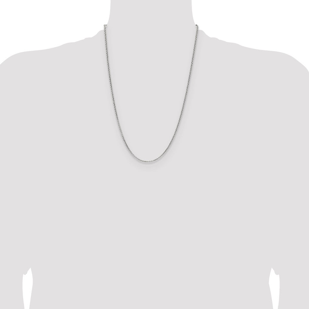24 Inch Sterling Silver 2.1mm Diamond-Cut Forzantina Cable Chain Necklace