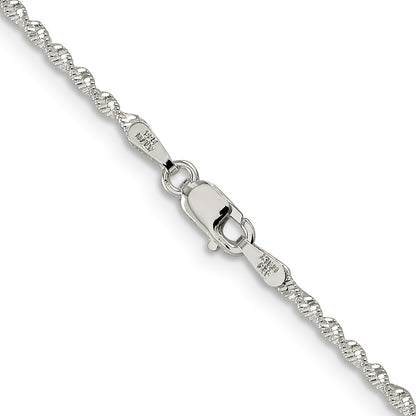 16 Inch Sterling Silver 1.65mm Twisted Herringbone Chain Necklace