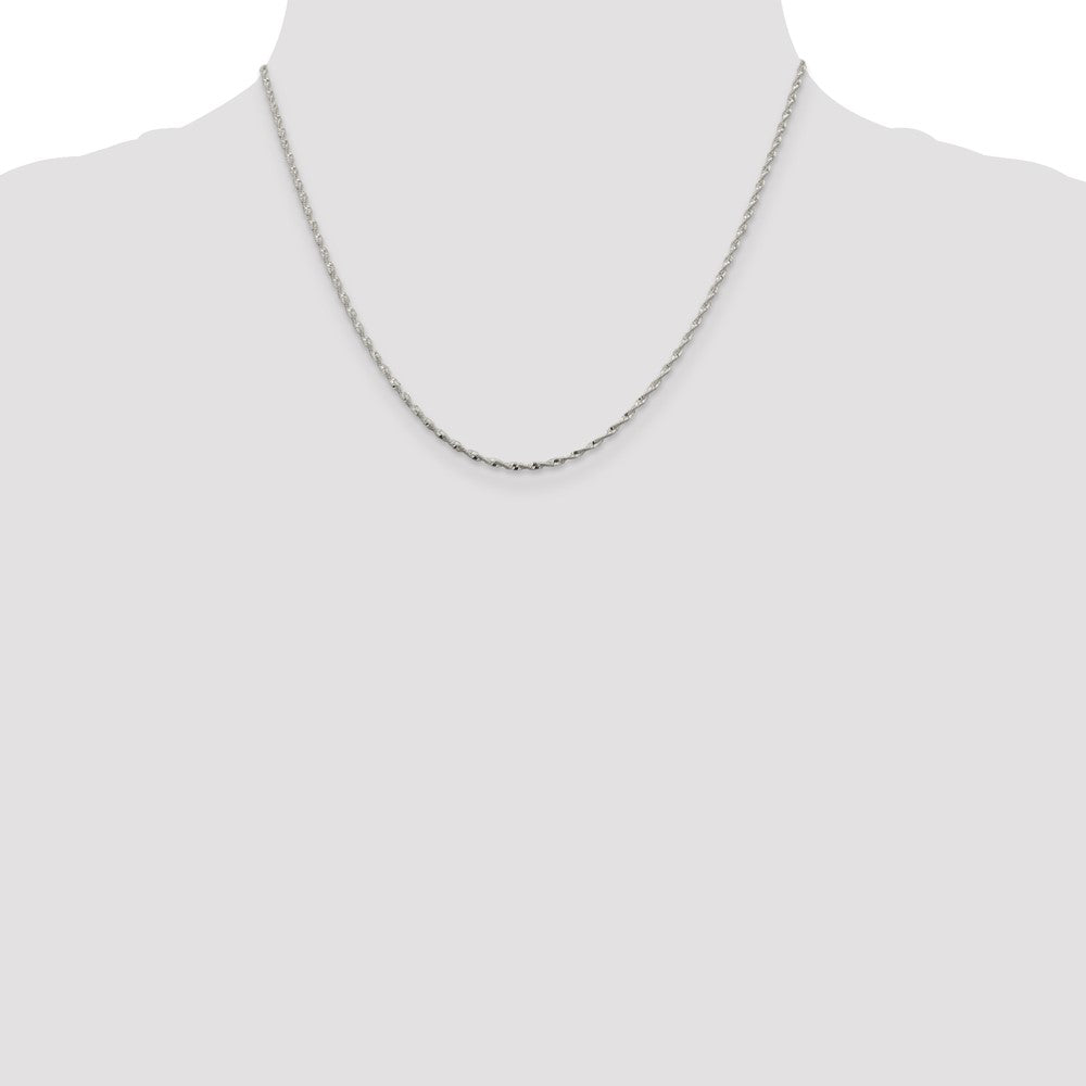 18 Inch Sterling Silver 1.65mm Twisted Herringbone Chain Necklace