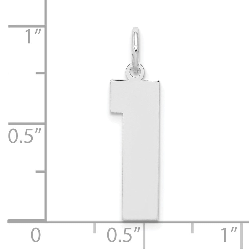 Sterling Silver Silver/Rhodium-Plated Polished Number 1 Charm
