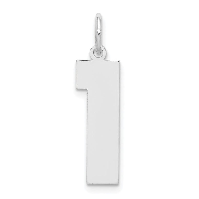 Sterling Silver Silver/Rhodium-Plated Polished Number 1 Charm