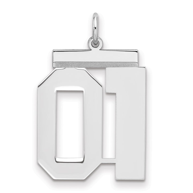 Sterling Silver Large Polished Number 1 W/Top