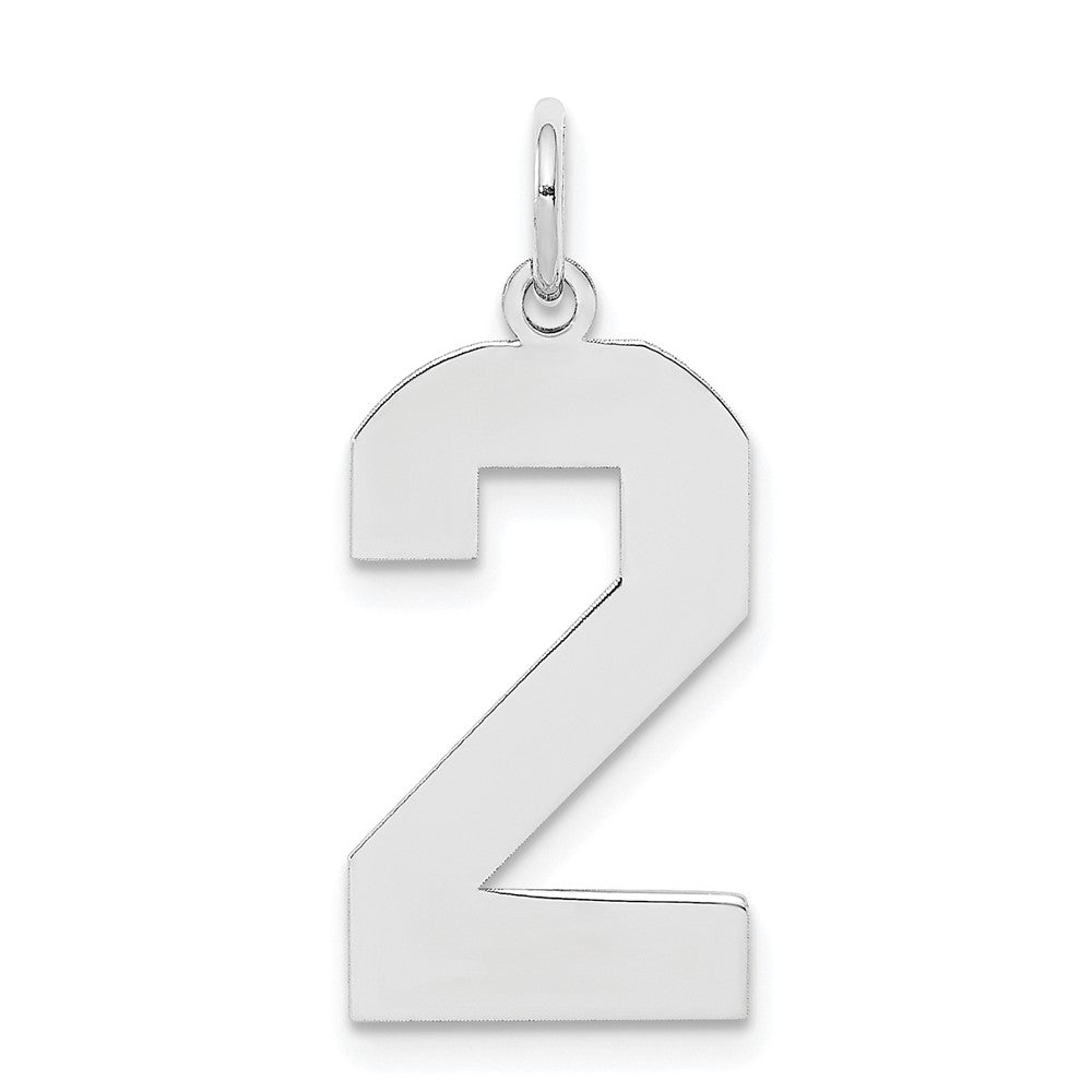 Sterling Silver Silver/Rhodium-Plated Polished Number 2 Charm