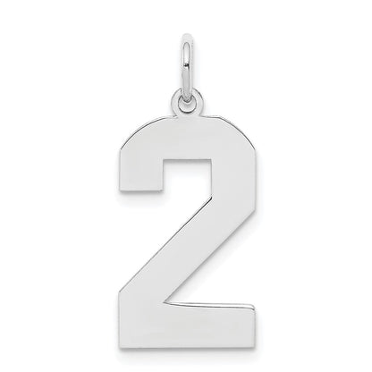 Sterling Silver Silver/Rhodium-Plated Polished Number 2 Charm