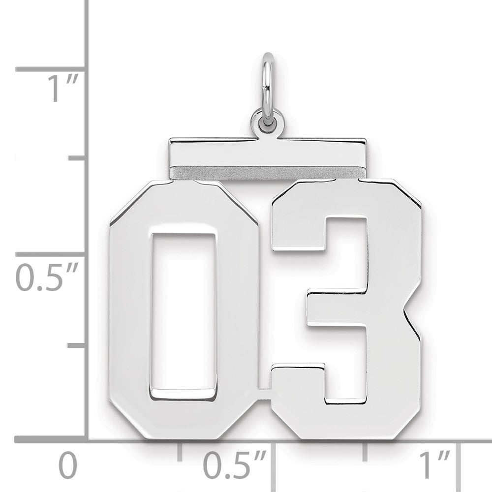 Sterling Silver Large Polished Number 3 W/Top