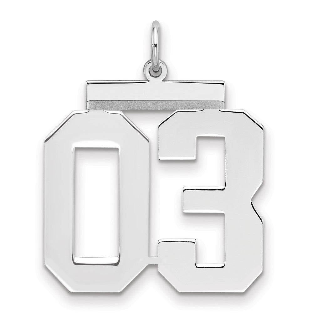 Sterling Silver Large Polished Number 3 W/Top