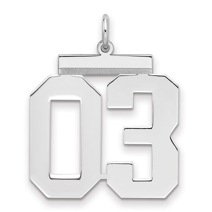 Sterling Silver Large Polished Number 3 W/Top