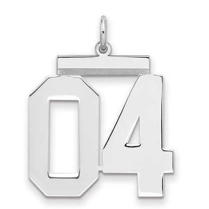 Sterling Silver Large Polished Number 4 W/Top