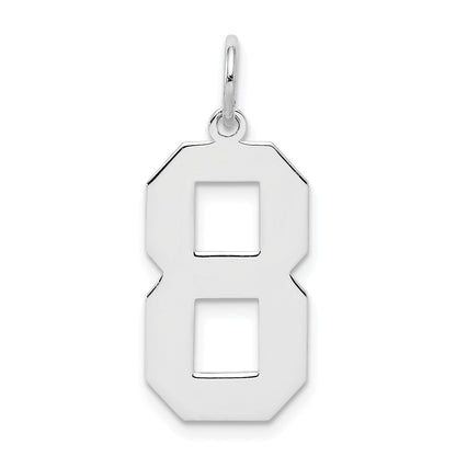 Sterling Silver Silver/Rhodium-Plated Polished Number 8 Charm