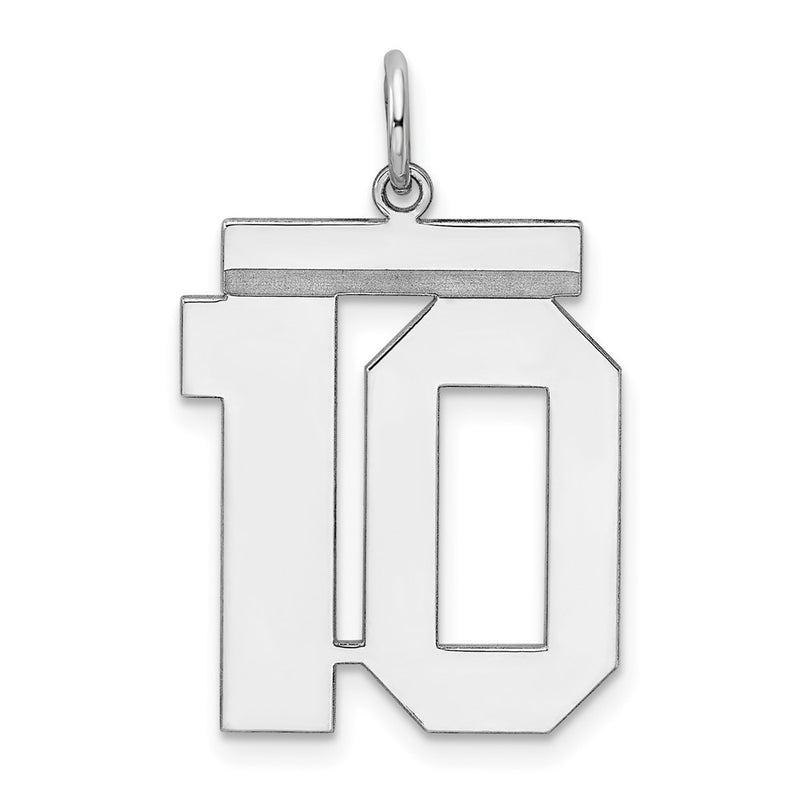 Sterling Silver Silver/Rhodium-Plated Polished Number 10 Charm