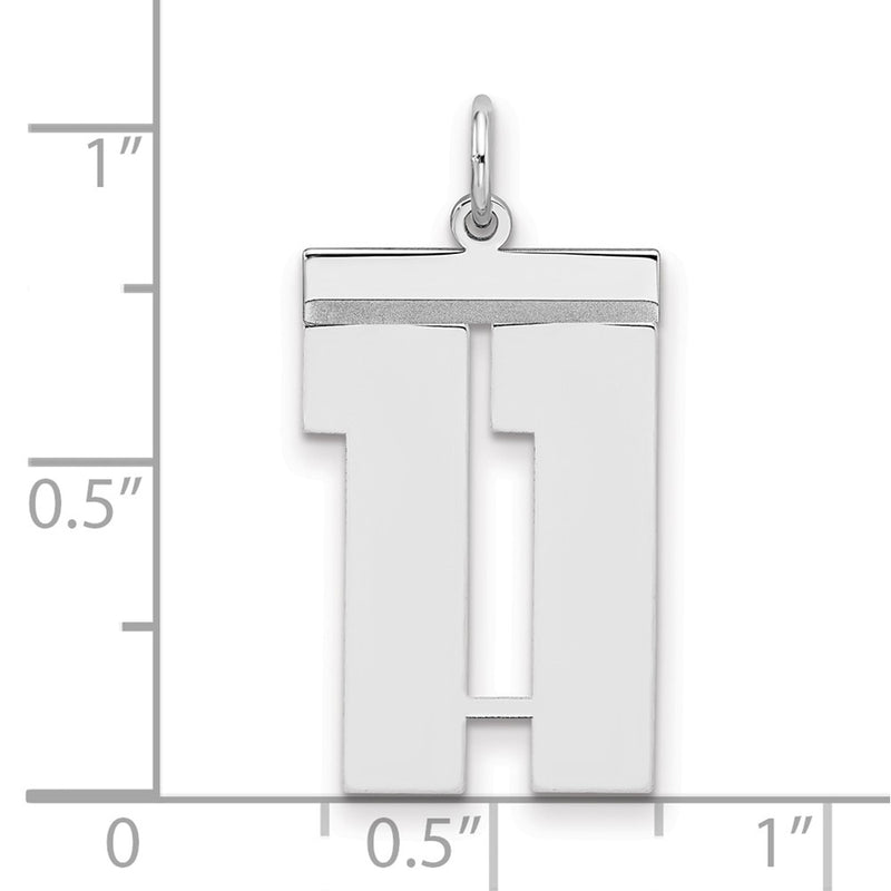 Sterling Silver Silver/Rhodium-Plated Polished Number 11 Charm
