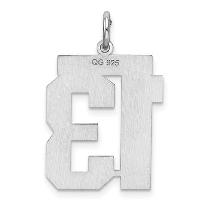 Sterling Silver Silver/Rhodium-Plated Polished Number 13 Charm