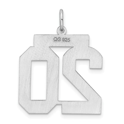 Sterling Silver Silver/Rhodium-Plated Polished Number 20 Charm